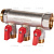 STOUT SMB 6210 011203 STOUT Коллектор с шаровыми кранами 1", 3 отвода 1/2" (красные ручки)