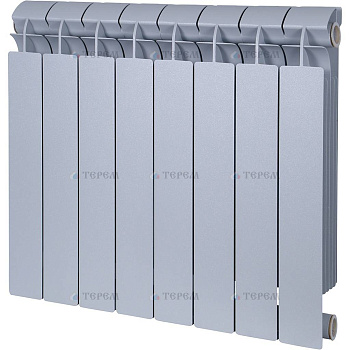 Global  STYLE PLUS 500 8 секции радиатор биметаллический боковое подключение (цвет cod.08 grigio argento opaco metallizzato 2676 (серый))