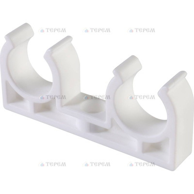 Политэк  d=20 Двойное крепление для полипропиленовых труб под сварку (цвет белый)