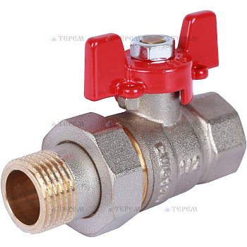ROMMER  Шаровой кран с американкой 1/2" ВН/НР, ручка бабочка
