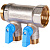 STOUT SMB 6211 011202 STOUT Коллектор с шаровыми кранами 1", 2 отвода 1/2" (синие ручки)