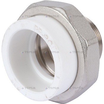 Политэк Политэк White fittings 63х2" Муфта разъемная с наружной резьбой для полипропиленовых труб под сварку (цвет белый)