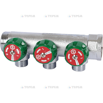 STOUT SMB-6849-341203 коллектор регулирующий 3/4", 3 отвода 1/2" плоское уплотнение